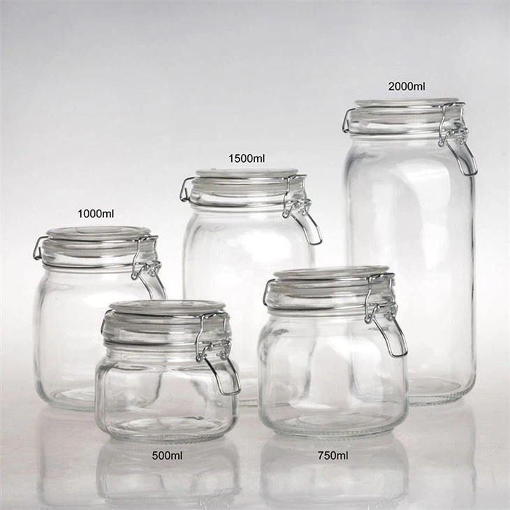 5 Piece Glass Jars With Flip Top Lids